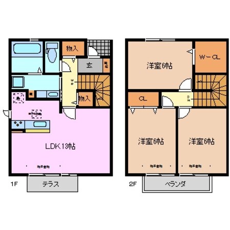 近鉄富田駅 徒歩17分 1階の物件間取画像